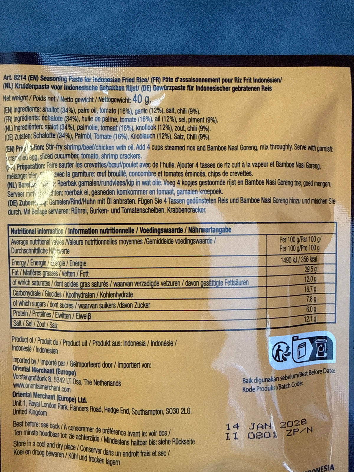 Bamboe Seasoning Paste for Fried Rice 40g